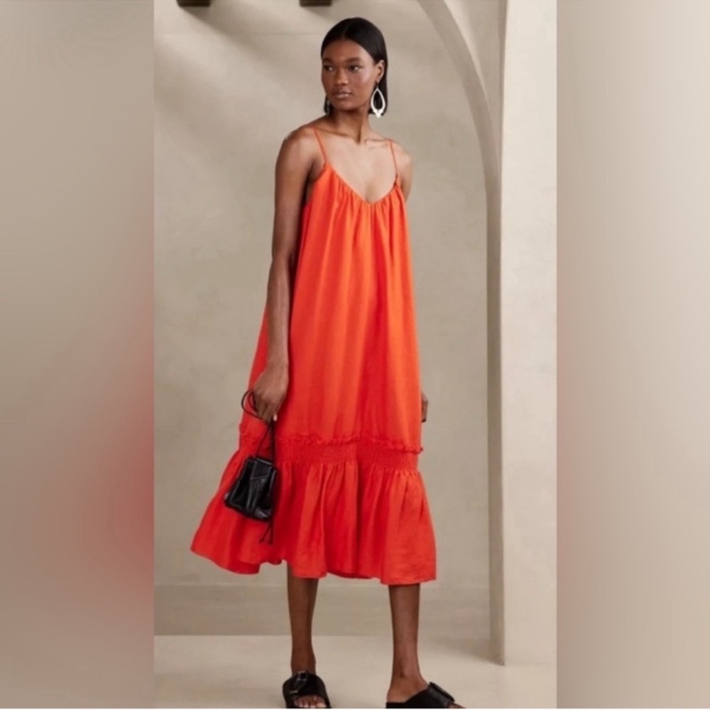 Banana Republic Charlize Red Linen Dress w Pockets s L